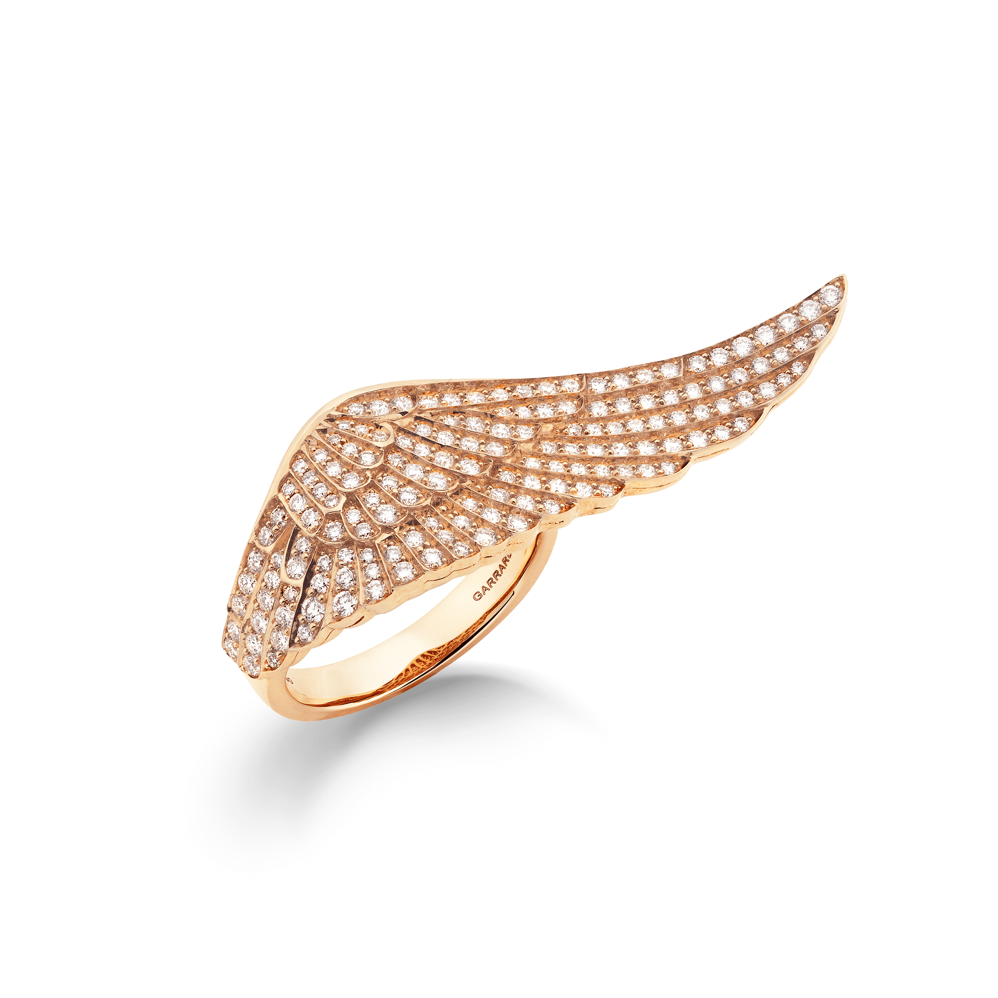 garrard Wings Classic Mini Icons Diamond Ring In 18ct Rose Gold