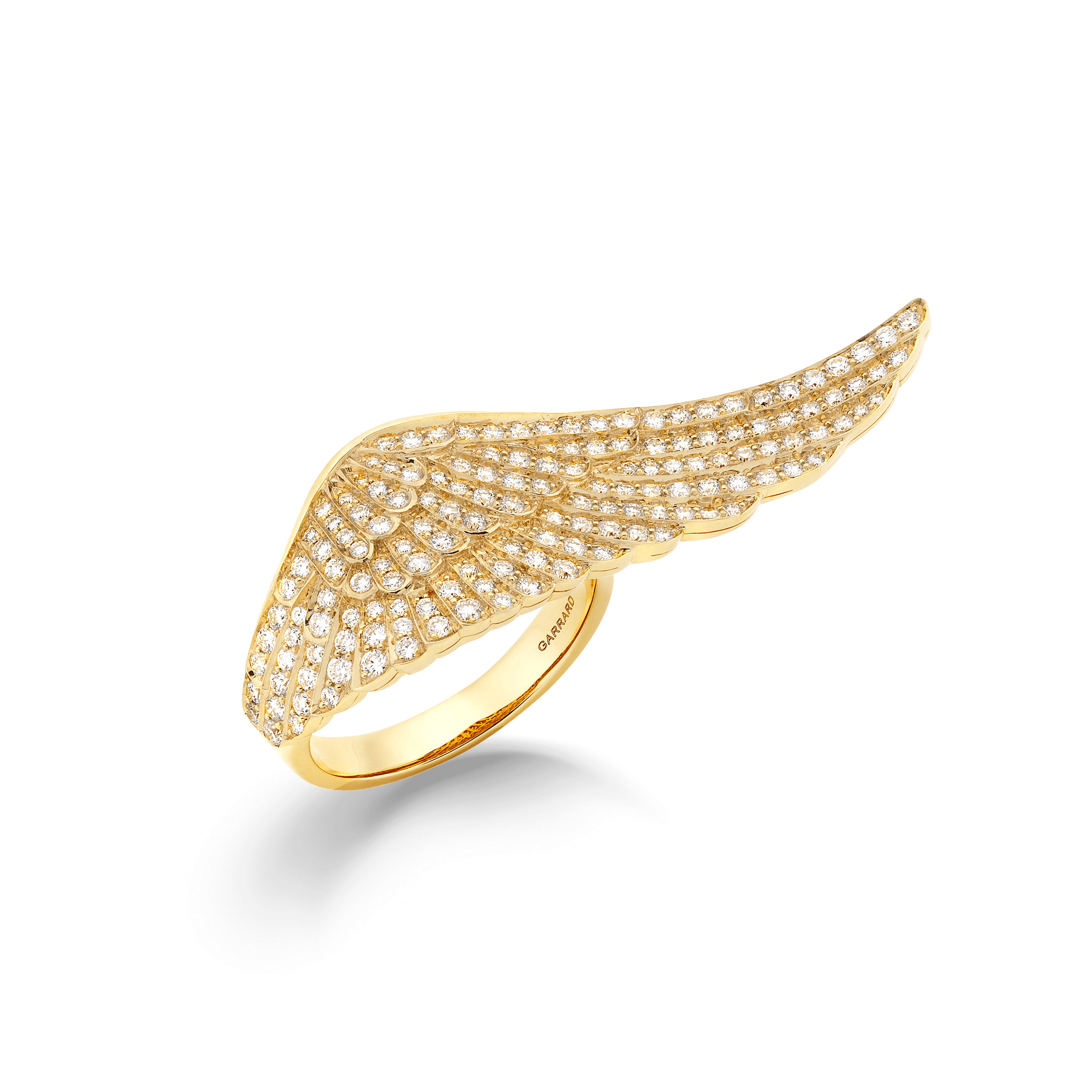 garrard Wings Classic Mini Icons Diamond Ring In 18ct Yellow Gold