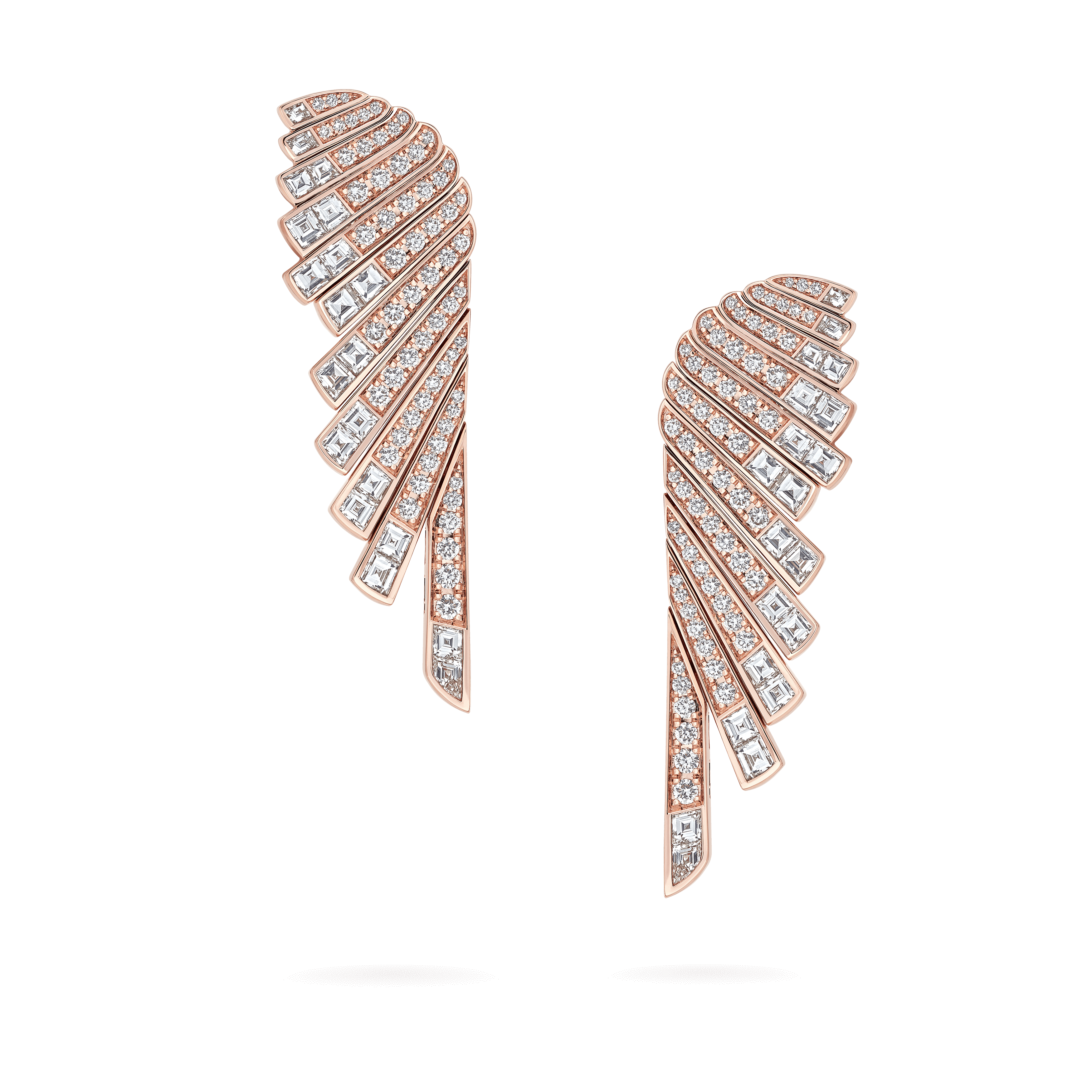 garrard Wings Rising Diamond Earrings In 18ct Rose Gold