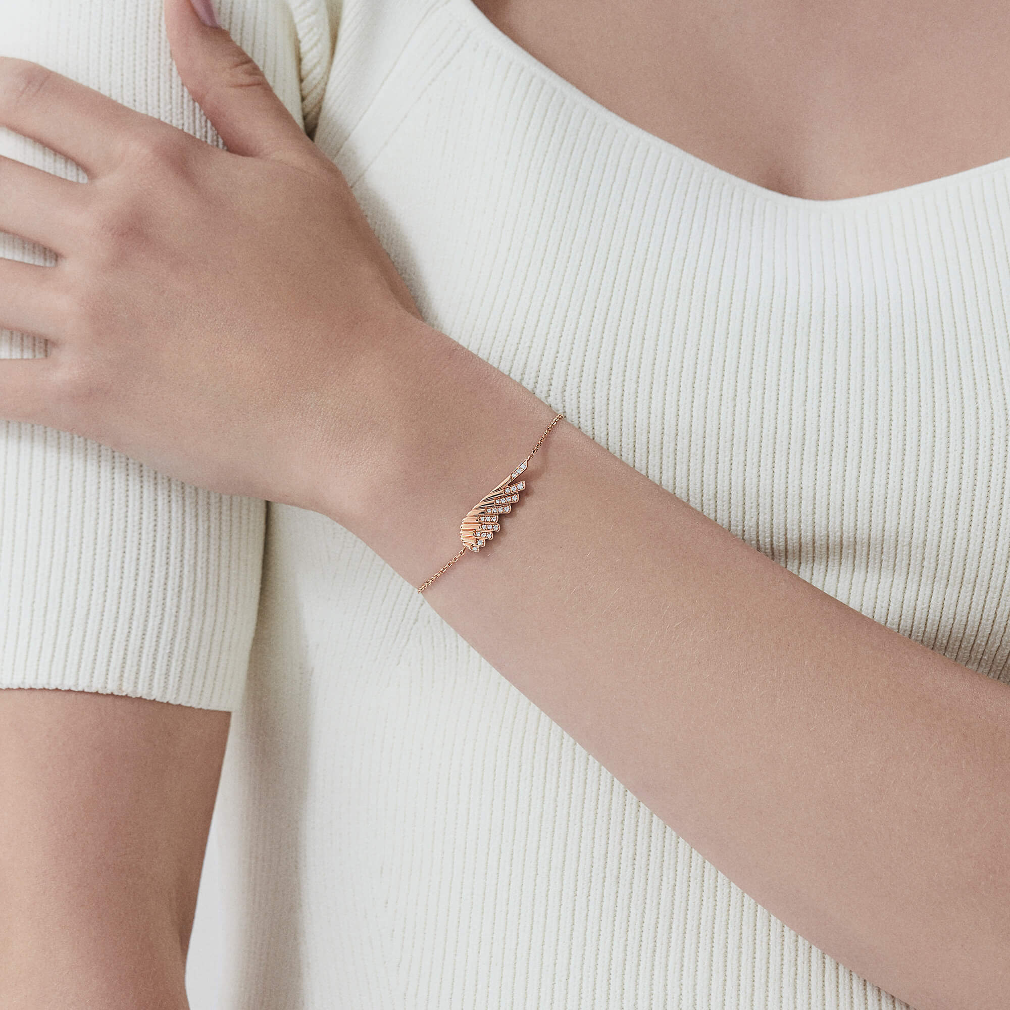 Garrard Wings Rising Mini Icons Diamond Bracelet In 18ct Rose Gold
