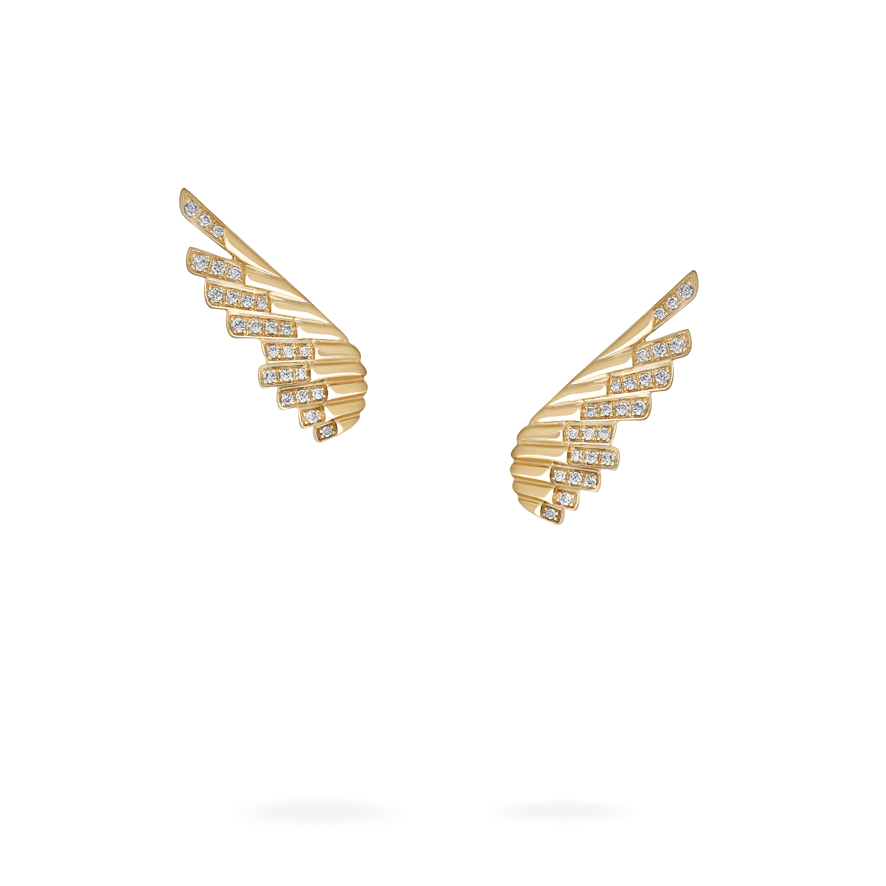 garrard Wings Rising Mini Icons Diamond Ear Climbers In 18ct Yellow Gold