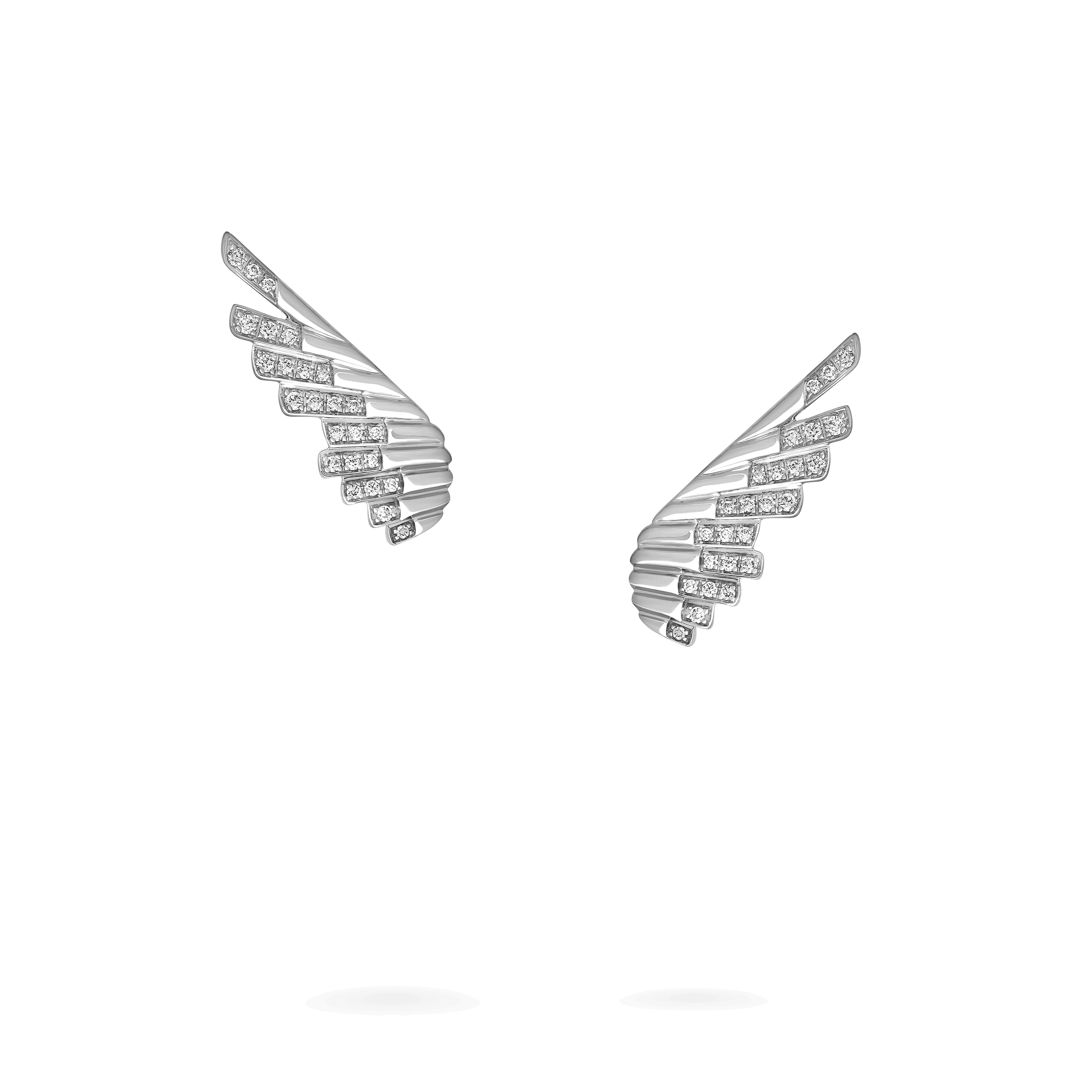 garrard Wings Rising Mini Icons Diamond Ear Climbers In 18ct White Gold