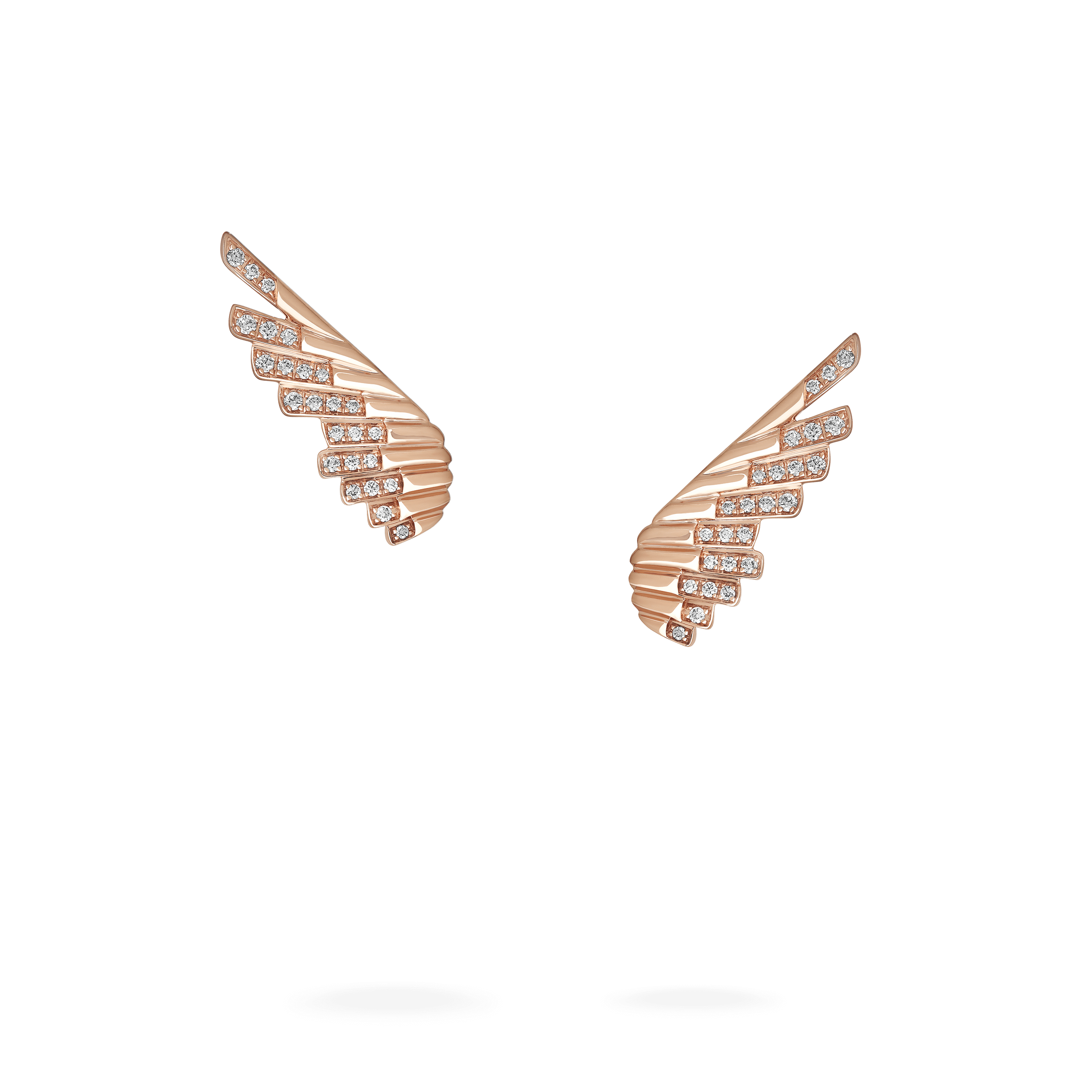 garrard Wings Rising Mini Icons Diamond Ear Climbers In 18ct Rose Gold