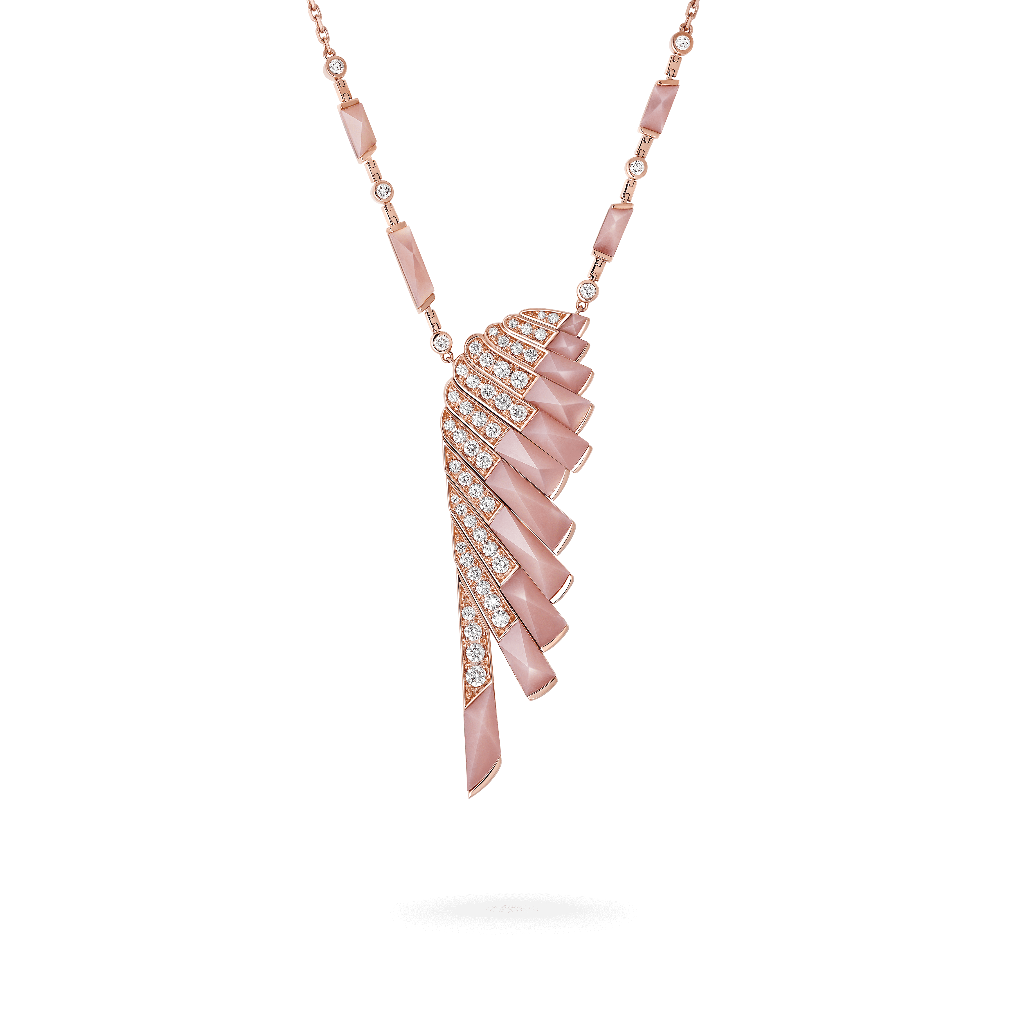 garrard Wings Rising Pink Opal and Diamond Slider Pendant In 18ct Rose Gold