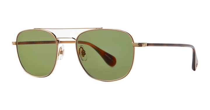 Garrett Leight CLUBHOUSE II SUN Gold-Spotted Brown Shell/Green