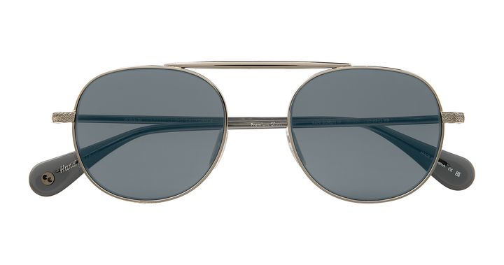Garrett Leight VAN BUREN II SUN Silver-Sea Grey/Flat Pure Blue Smoke