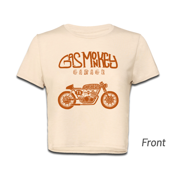 gas monkey garage Ladies Cropped Cafe Racer Tee