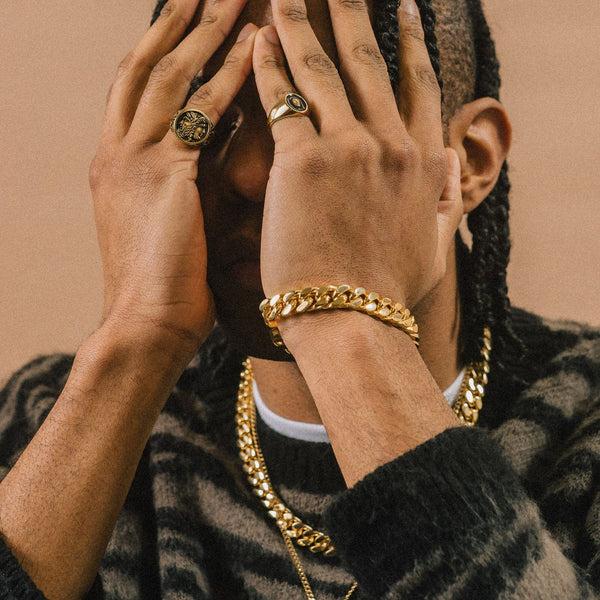 Gasper 12MM Cuban Bracelet Gold