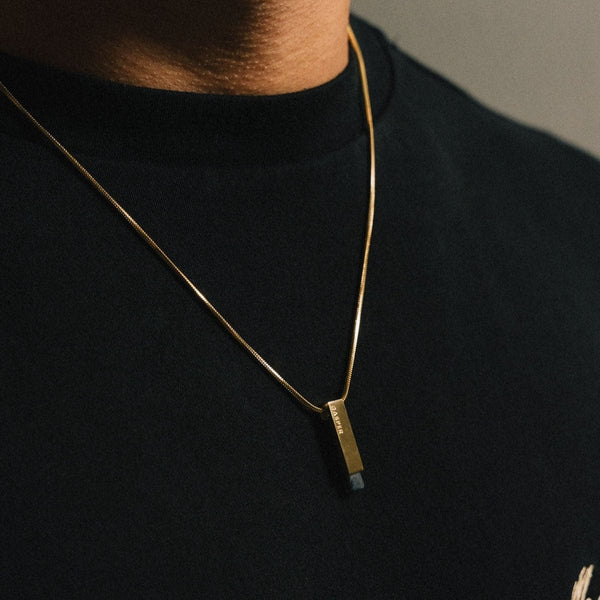 Gasper Bar Pendant - Black Spectrolite Gold