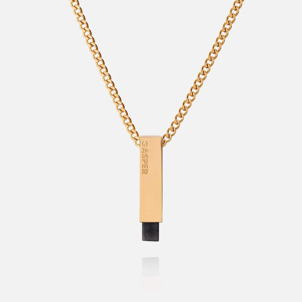 gasper Bar Pendant - Black Spectrolite Silver