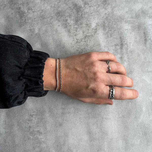 Gasper Double Anchor / Octagon Bracelet Silver