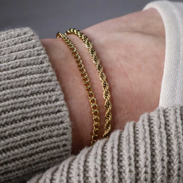 Gasper Double Cuban / Rope Bracelet Gold