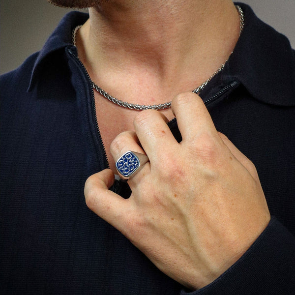 Gasper Floral Signet Ring - Blue Gold