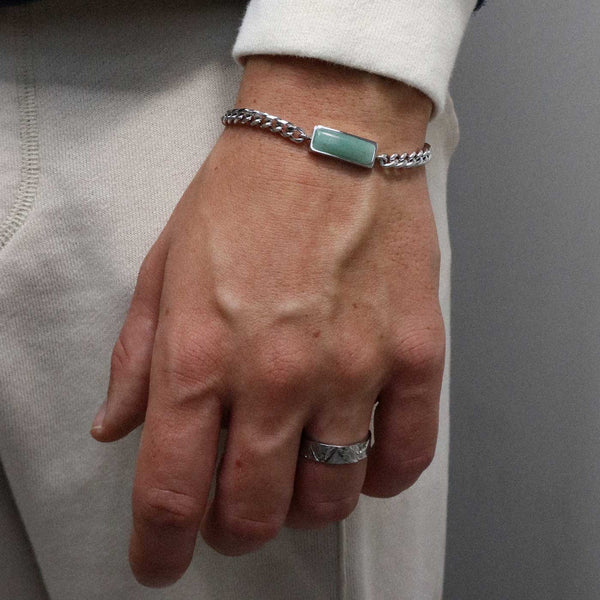 Gasper Fusion Cuban Bracelet Aventurine Silver