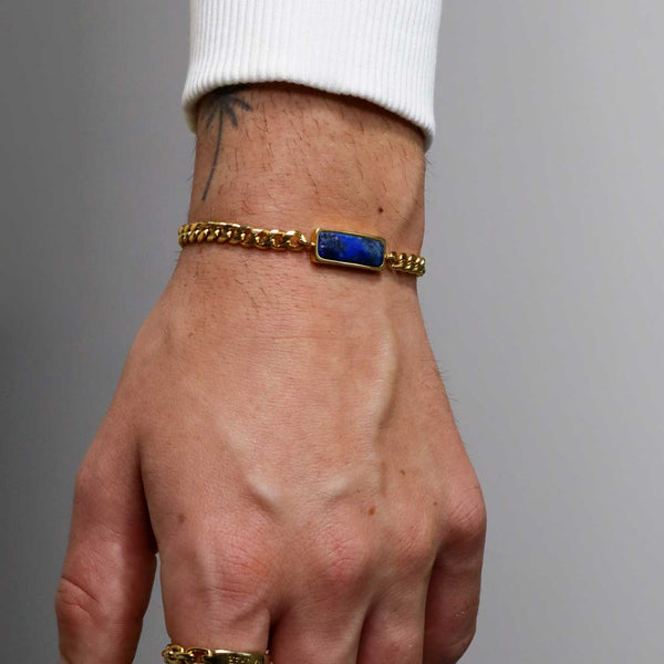 Gasper Fusion Cuban Bracelet Lapis Gold