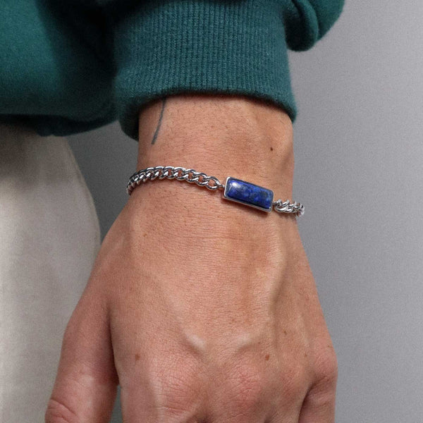 Gasper Fusion Cuban Bracelet Lapis Silver