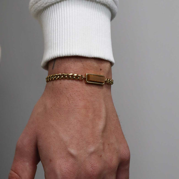 Gasper Fusion Cuban Bracelet Tigers Eye Gold