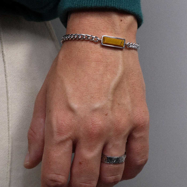 Gasper Fusion Cuban Bracelet Tigers Eye Silver