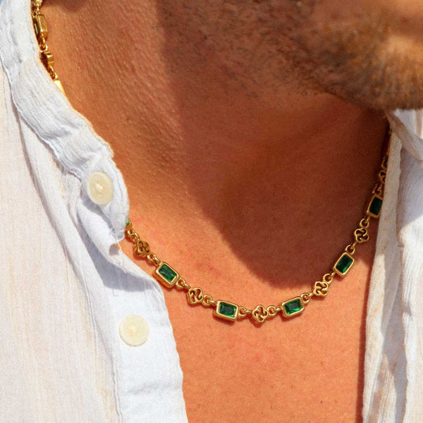 Gasper Gemstone Necklace Emerald Gold