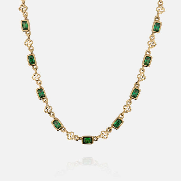 gasper Gemstone Necklace Emerald Silver