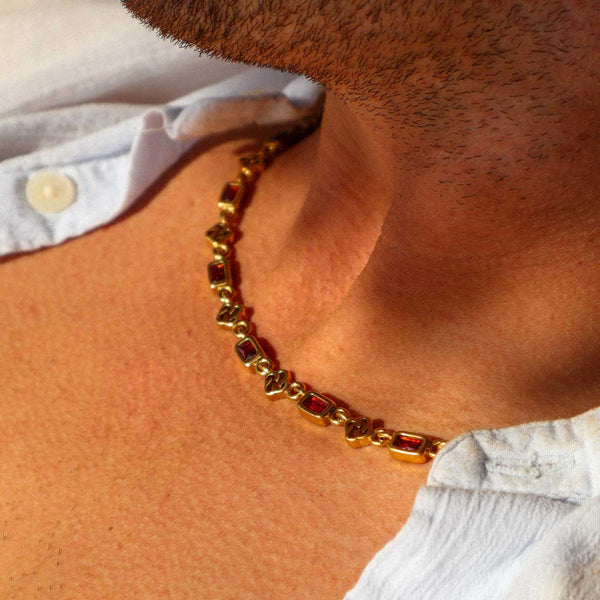 Gasper Gemstone Necklace - Ruby Gold