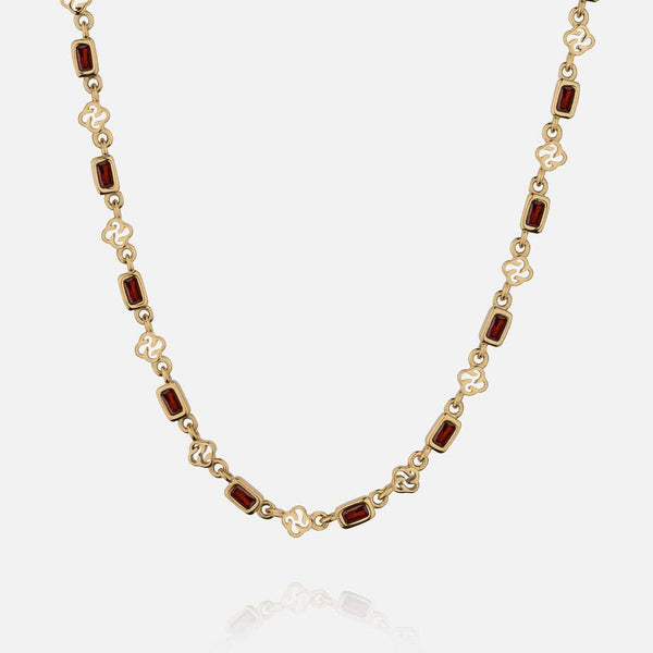 gasper Gemstone Necklace - Ruby Silver