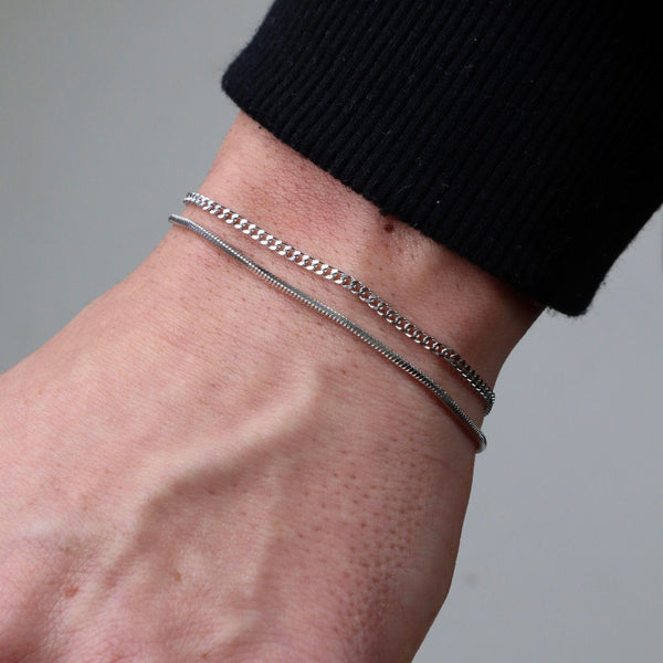 Gasper Micro Cuban + Snake Stack Silver