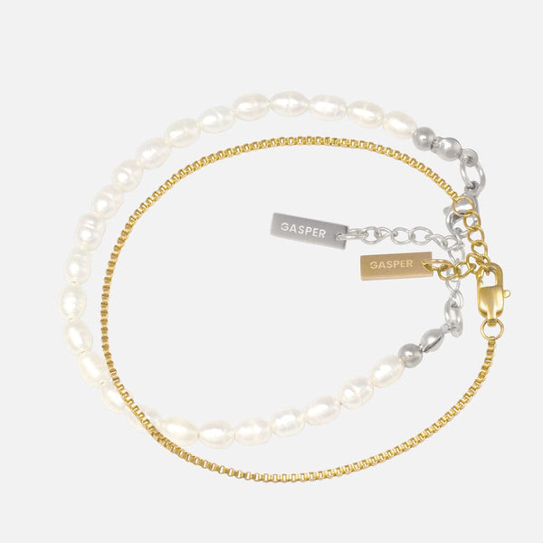 gasper Micro Pearls + Box Stack Gold