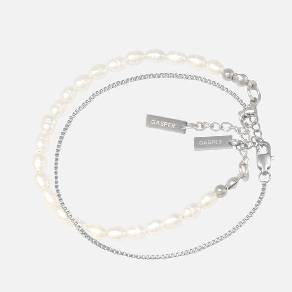 Gasper Micro Pearls + Box Stack Silver