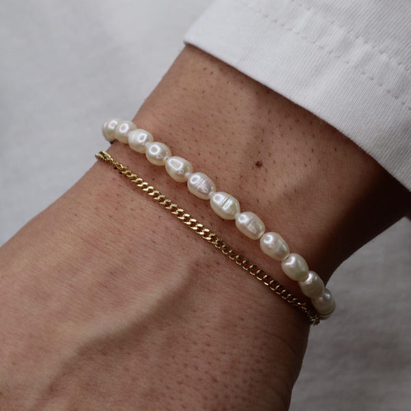 Gasper Micro Pearls + Cuban Stack Gold