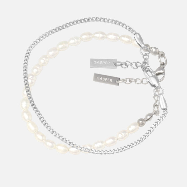 Gasper Micro Pearls + Cuban Stack Silver