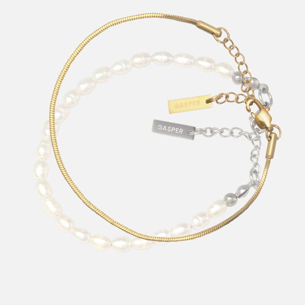 gasper Micro Pearls + Snake Stack Gold