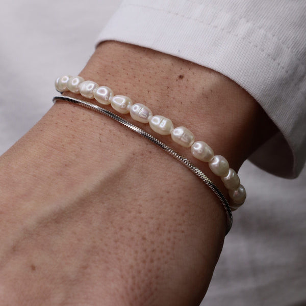 Gasper Micro Pearls + Snake Stack Silver