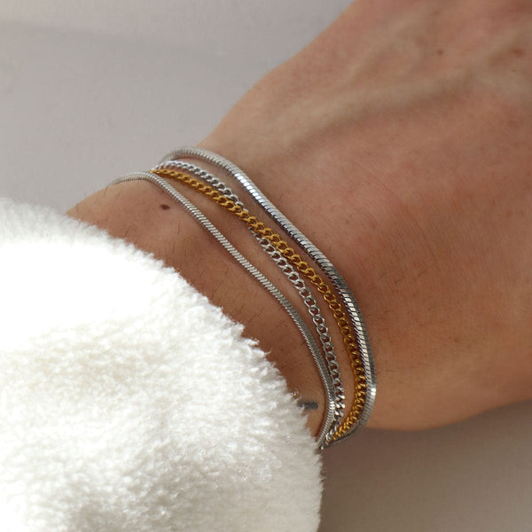 Gasper Micro Square Snake Bracelet Silver