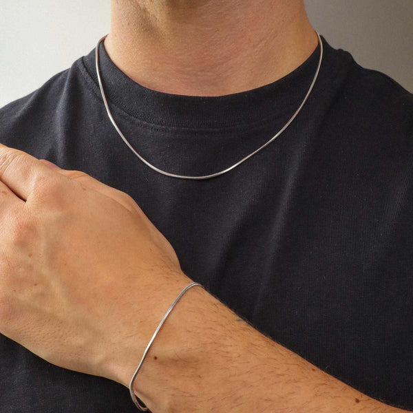 Gasper Micro Square Snake Set Silver