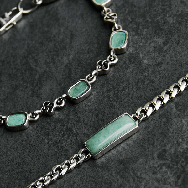 Gasper Mineral Bracelet - Aventurine Silver