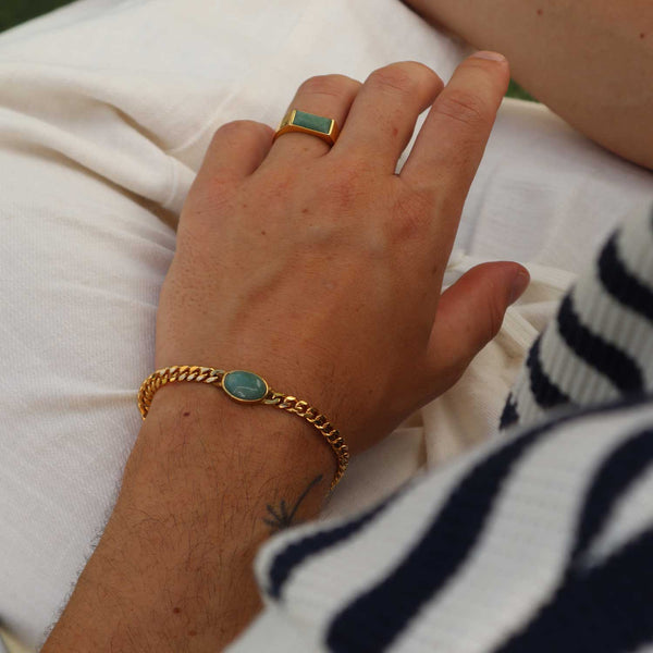 Gasper Oval Bracelet - Aventurine Gold