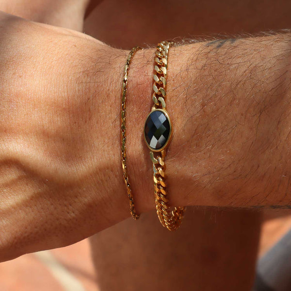 Gasper Oval Bracelet - Onyx Gold