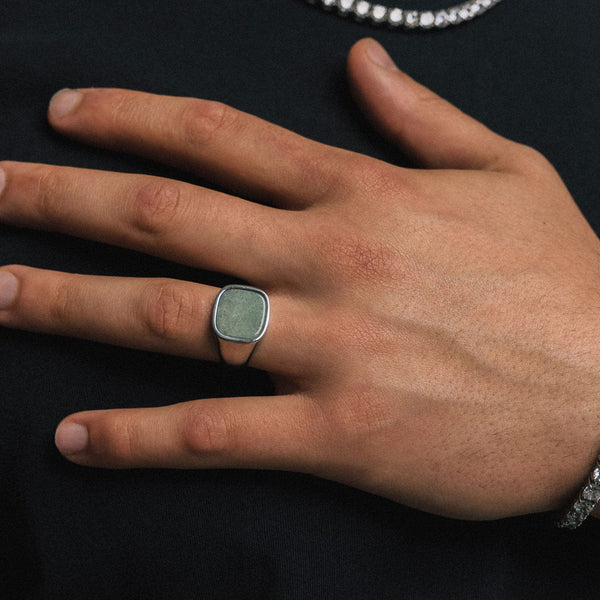 Gasper Square Aventurine Ring Silver