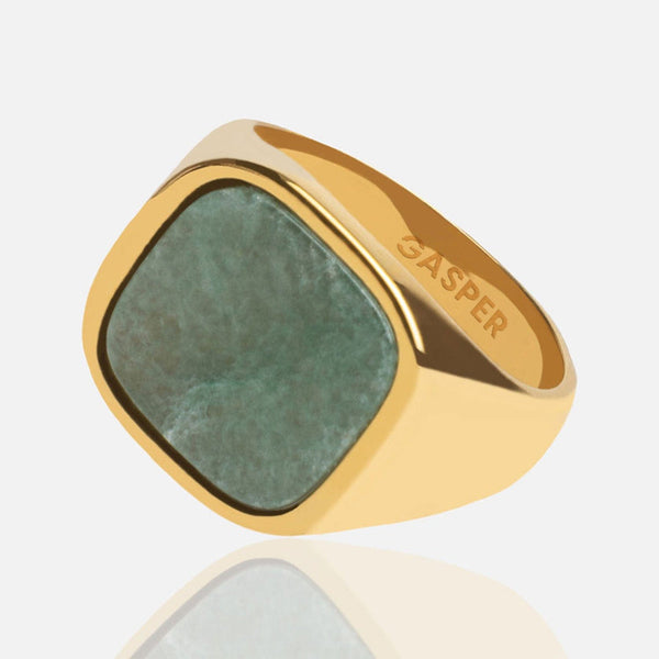 gasper Square Aventurine Ring Silver