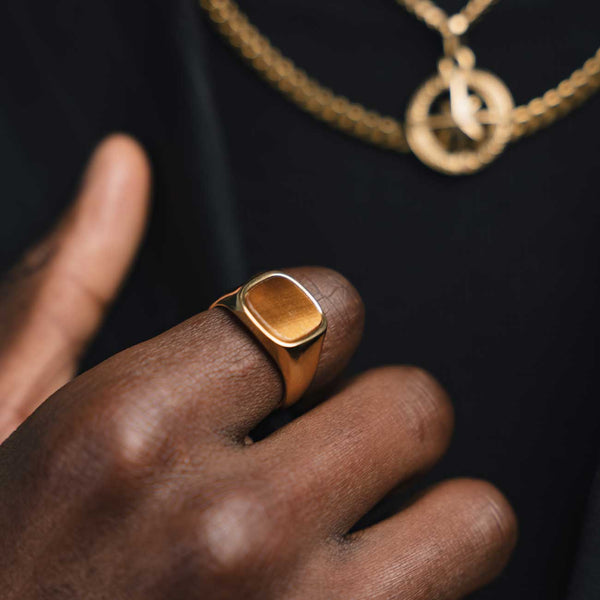 Gasper Square Tigers Eye Ring Silver