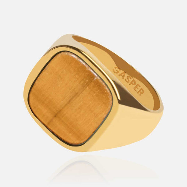 gasper Square Tigers Eye Ring Silver