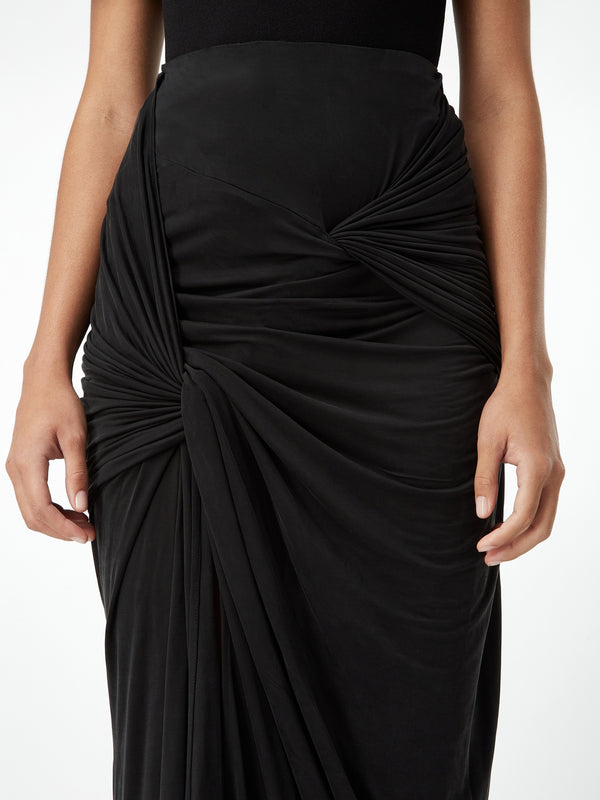 Gauge81 Baru Long Jersey Skirt With Front Slit And Draped Knot Details