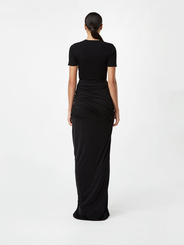 Gauge81 Baru Long Jersey Skirt With Front Slit And Draped Knot Details