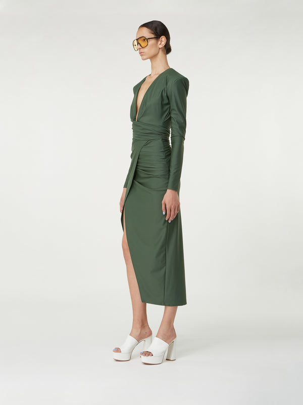 Gauge81 Carmen Matte Jersey Long Dress With Drape Detail