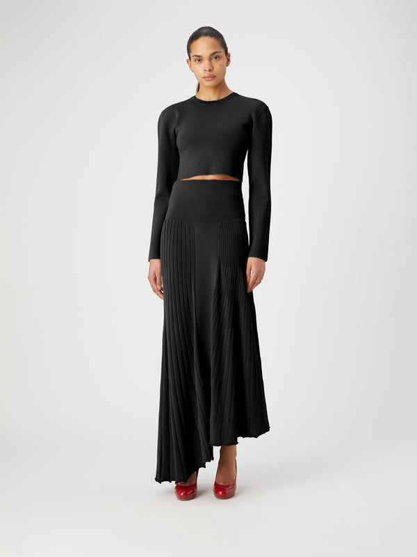 gauge81 adra asymmetric knit midi skirt