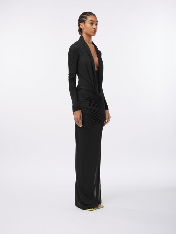 Gauge81 Elos Draped Long Dress With Hood