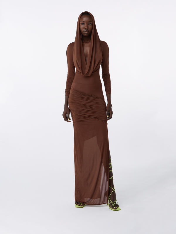 Gauge81 Elos Draped Long Dress With Hood