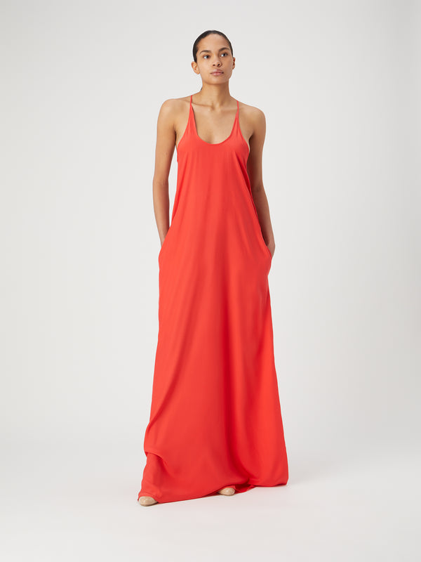 gauge81 kanra long silk dress with racer back