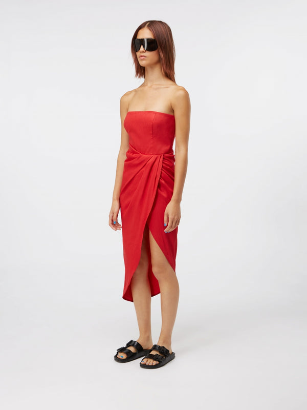 Gauge81 Lica Midi Linen Strapless Midi Dress